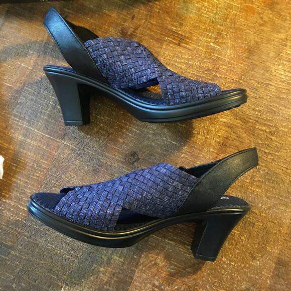 Bernie Mev Beatrice Pump Womens 38 7.5-8 Blue Jeans Heel Shoe Open Toe w/Bag Box - Picture 8 of 9